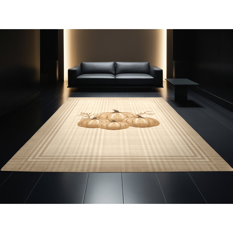 Tapis abstrait moderne et contemporain Balbo Halloween lavable à la machine - reliure beige, 6 X 9