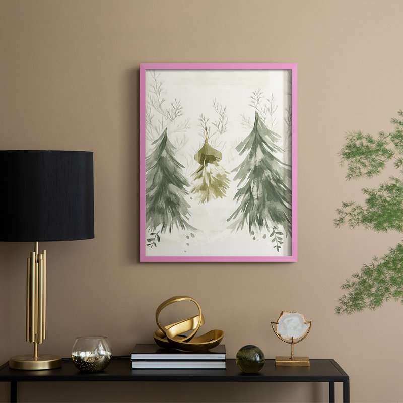 «Christmas Holiday Art», reproduction encadrée CECL XXXIV - bois massif, H 21 po x l 17 po, Rose