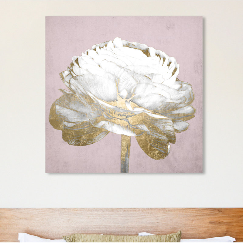 «Blush Gold Luxe Flower» par Oliver Gal, reproduction sur toile, H 50 po x l 50 po, Toile tendue