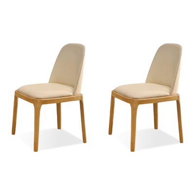 Beige Solid back side Chair(Set of 2)