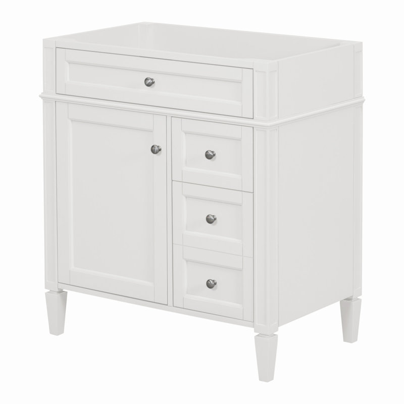 Armoire de rangement de salle de bain avec 2 tiroirs et un tiroir basculant, Blanc