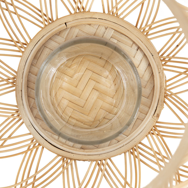 D9.5x13.5" Sienna Bamboo Lantern With Rope Handle