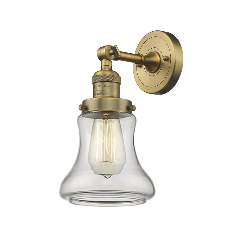 Edda Armed Sconce, Brushed Brass, Clear