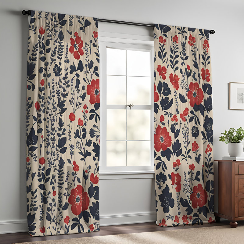 Paire de rideaux semi-transparents en polyester Rylai, L 40 po x L 52 po