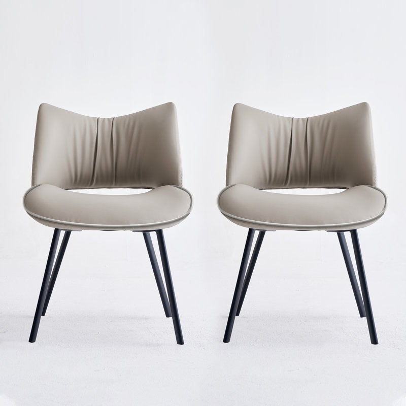 Ensemble 2 pièces, chaises de salle à manger à coussin souple sans accoudoirs, dossier incurvé, gris