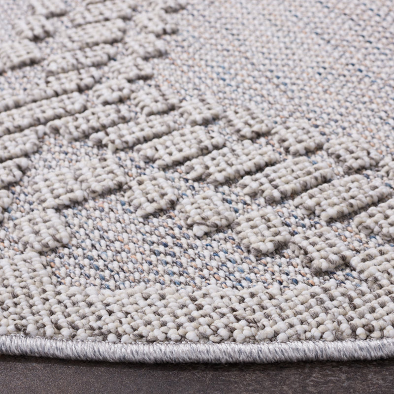 Tapis intérieur / extérieur gris / gris clair Amber-Jayne, Rond 5 pi 3 po