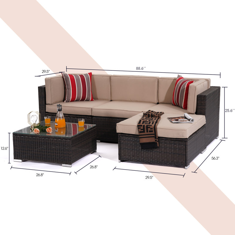 Brookwood 3 - Person Modular Patio Conversation Set with Cushions, Cream