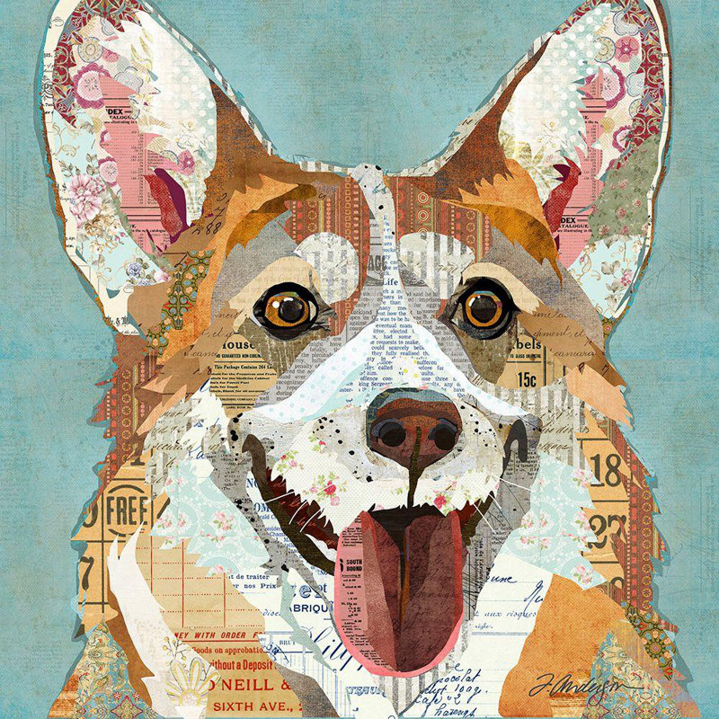 Toile tendue avec châssis Lark Manor ™ Anderson, Traci, titrée Corgi, H 36 po x l 36 po