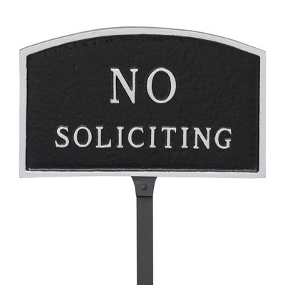 Small Arch No Soliciting Statement Plaque Sign with Lawn Stake