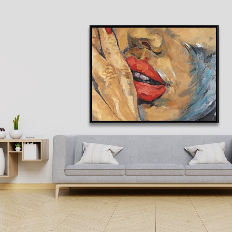 Gros plan sur les lèvres Shush - toile encadrée 36 po x 48 po