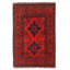 Tapis rouge en laine noué à la main de conception unique 3 pi 4 po x 4 pi 11 po New Age Fraidel