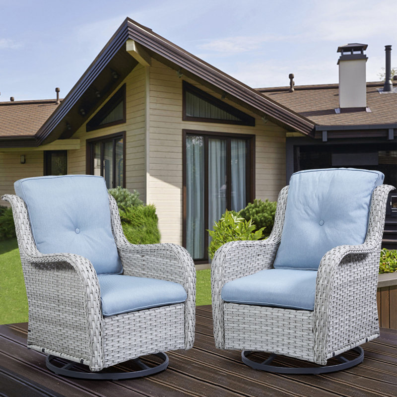 Chaise berçante d'extérieur en osier Selda