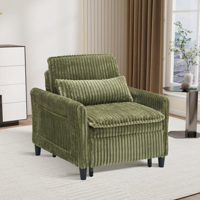 Chaise d'appoint convertible rembourrée en velours côtelé