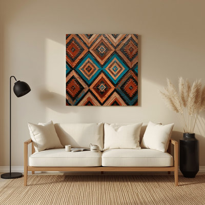 Southwestern Patterns Zuni Diamonds 238 Brown Metal Wall Art