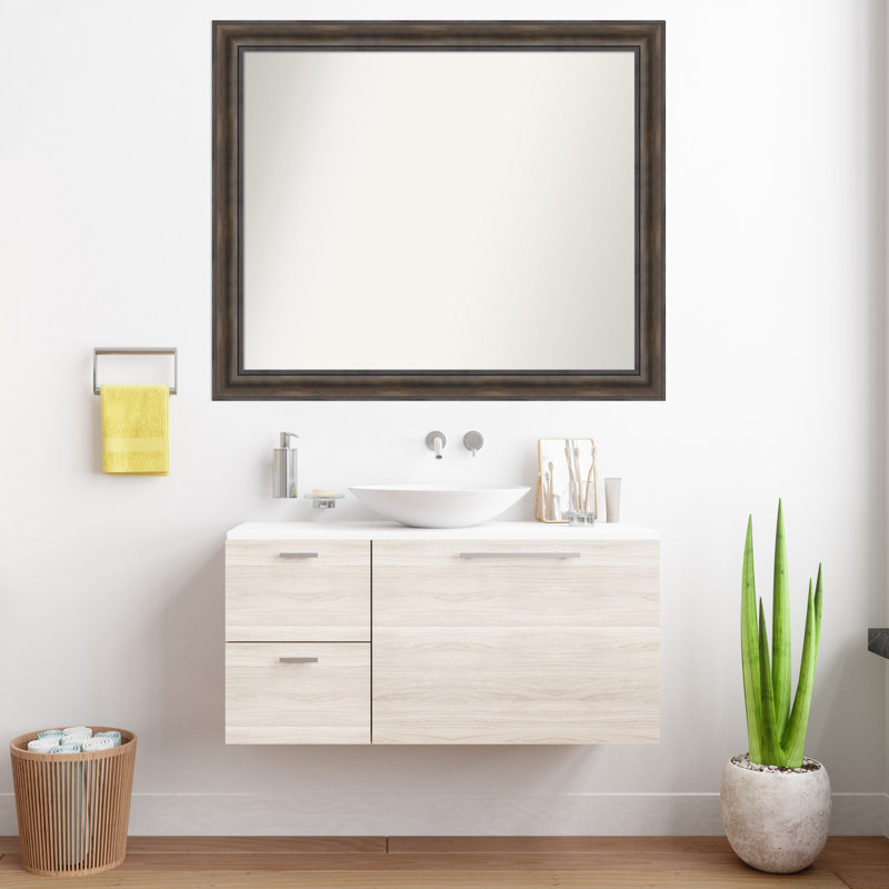 Miroir mural en bois massif Bostynn, Rectangle, H 36,5 po x l 43,5 po