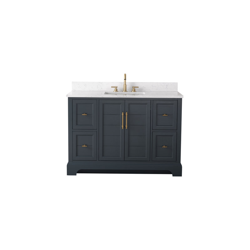  48" Freestanding Single Sink Bathroom Vanity with Top, Vintage Blue