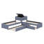 Lit plateforme simple tapissier en forme de L avec lit gigogne