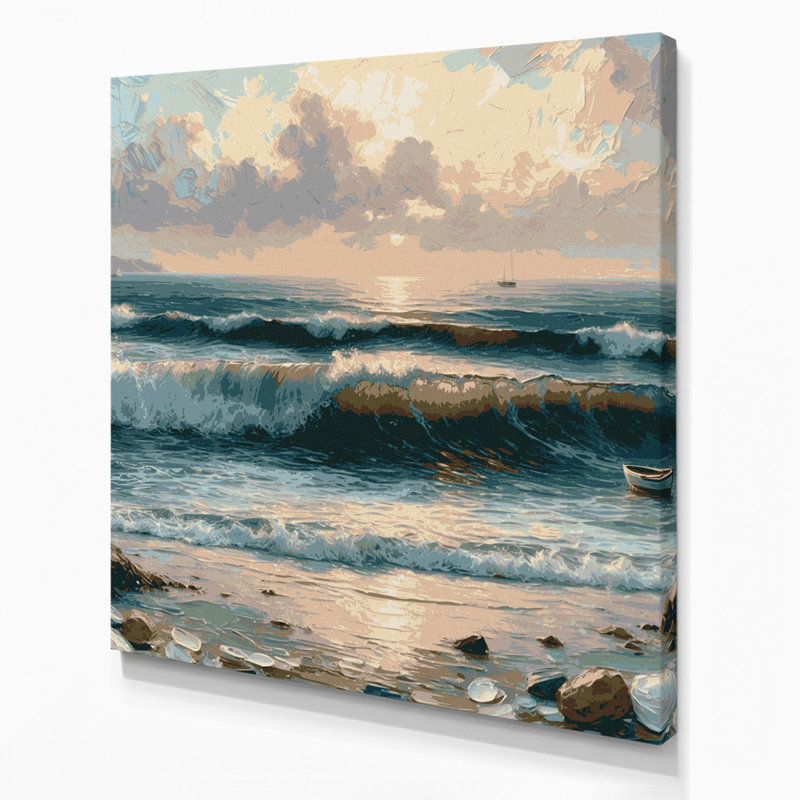 Art mural sur toile gris Coastal Coastal Retreat, H 12 po x l 12 po