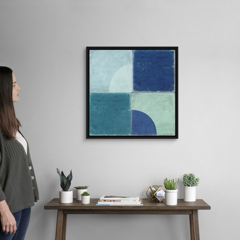 "Blue tiles III" par Tom Reeves, reproduction d’art sur toile, H 26 po x l 26 po x P 1,75 po, Toile avec cadre noir