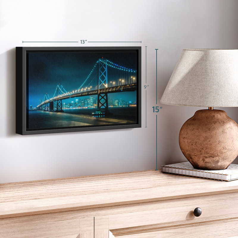 Impression sur toile Neon Golden Gate, H 9 po x l 13 po