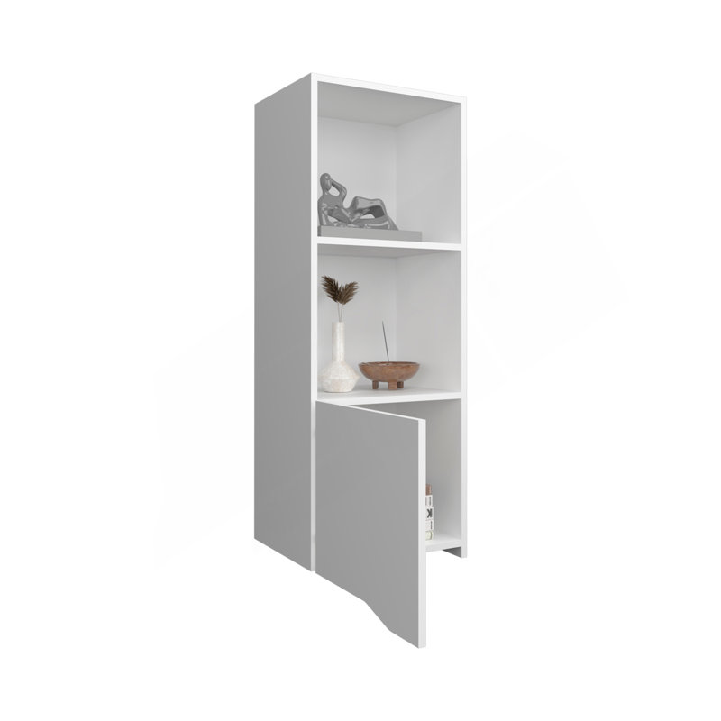 Obregon 43" Tall One-Door Wall Cabinet  With Two Open Shelves, Medicine Cabinet, White