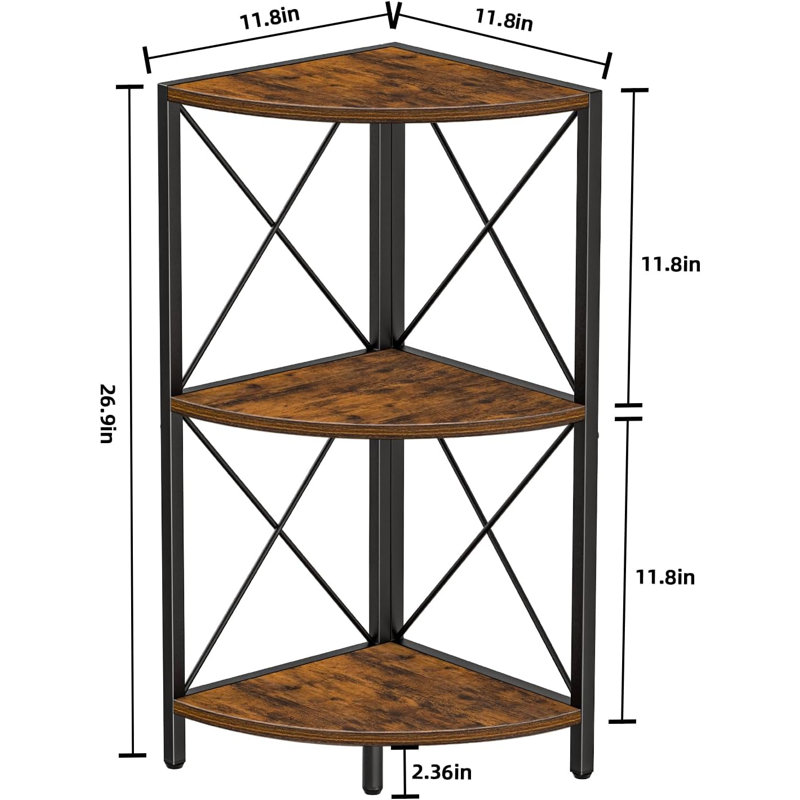 Snughome Corner Shelf with Metal Frame