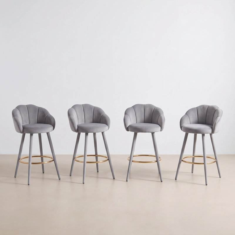 Yes Bar Stool with Iron Frame, Gray, 4