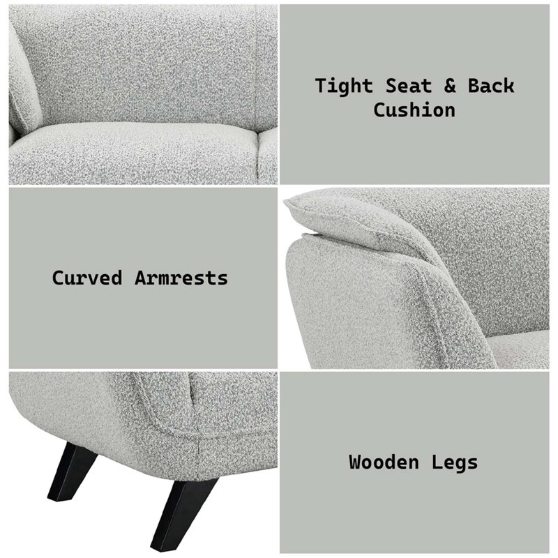 Causeuse 65 po Nayeli, boucle gris clair, Boucle - gris clair