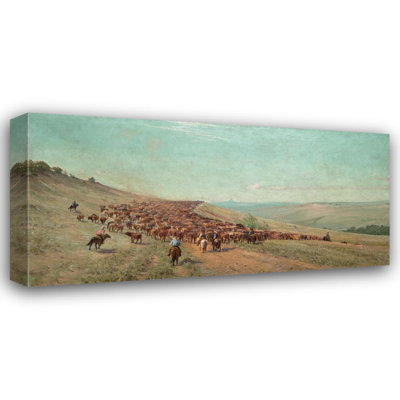 «Drive the Herd» par Frank Reaugh, reproduction d'art sur toile tendue