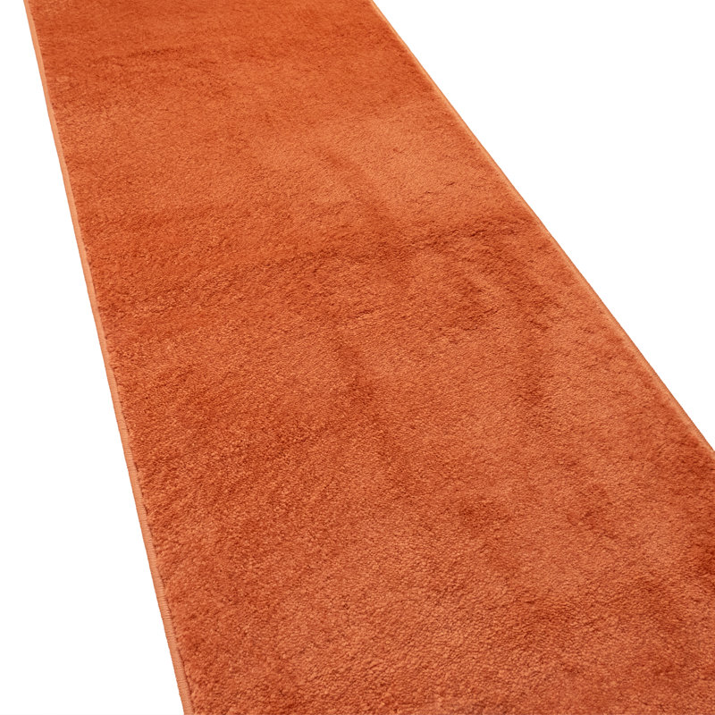 Custom Size Anti-Slip Latex Back Machine Washable Medium Profile Cut Pile Antibacterial Soft Burnt Orange Rug by Feet