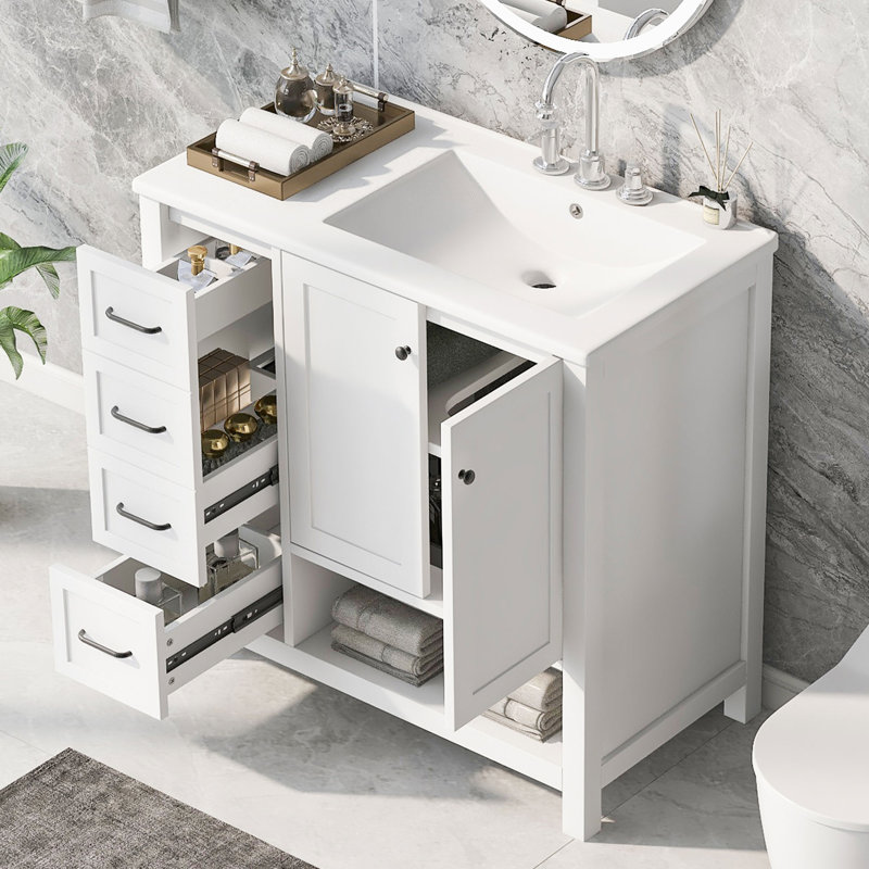 Meuble-lavabo simple 36 po avec comptoir en céramique 36 po