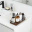 Organisateur de panier de toilette avec poignée, plateau de rangement de salle de bain en bois rustique et en fer pour papier hygiénique et articles essentiels, tablette peu encombrante