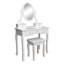 Ensemble de meuble-lavabo en bois massif avec tabouret et miroir Erlantz-886414937