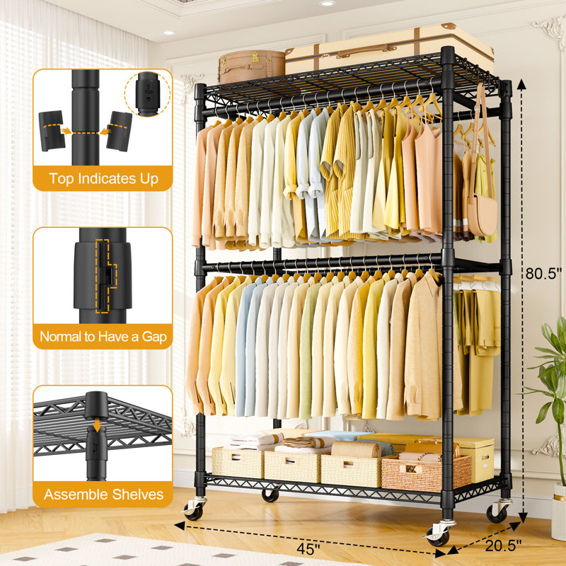 Portant à vêtements robuste P4 Plus, Black