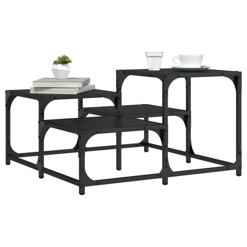 Table basse simple avec rangement Wulfe, H 15,7 po x L 26,8 po x l 26,8 po, Noir