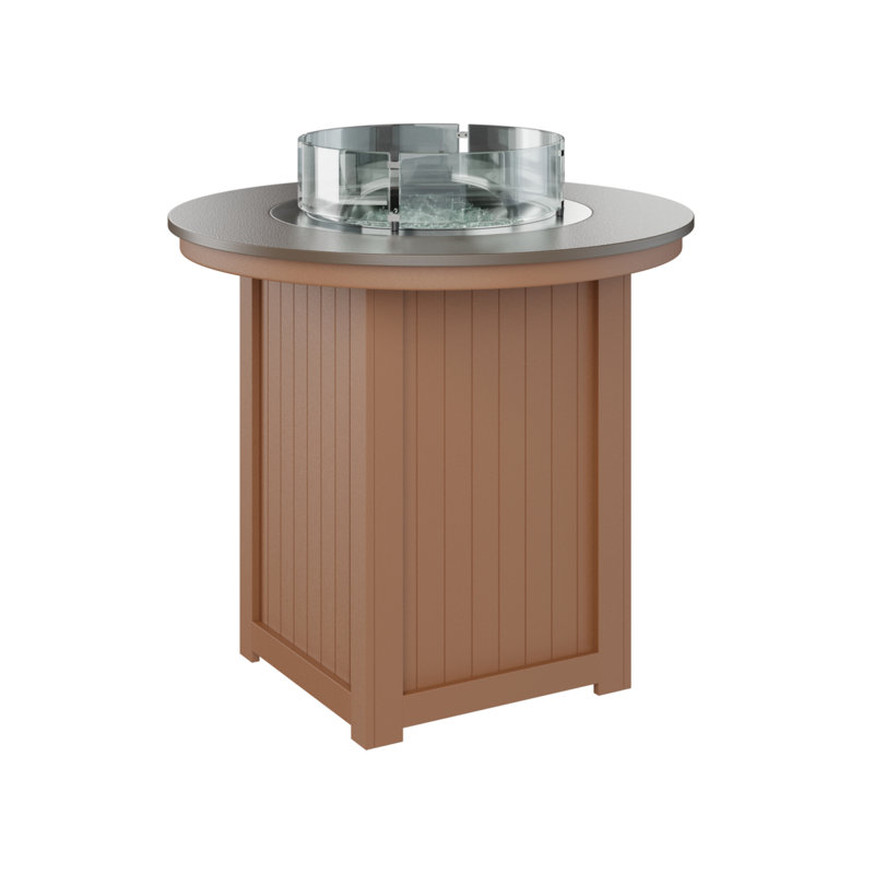 Foyer de table avec barre ronde 44 po Berlin Gardens Donoma, 39" H x 44" W x 44" D, Bronze martelé avec base en cèdre