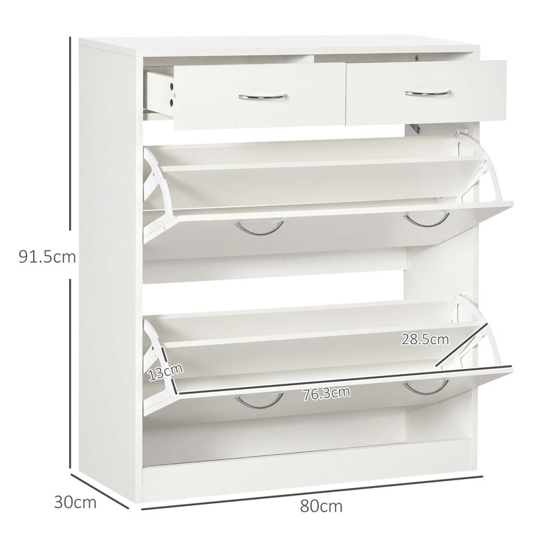 12 Pair Flip Down Shoe Storage, White