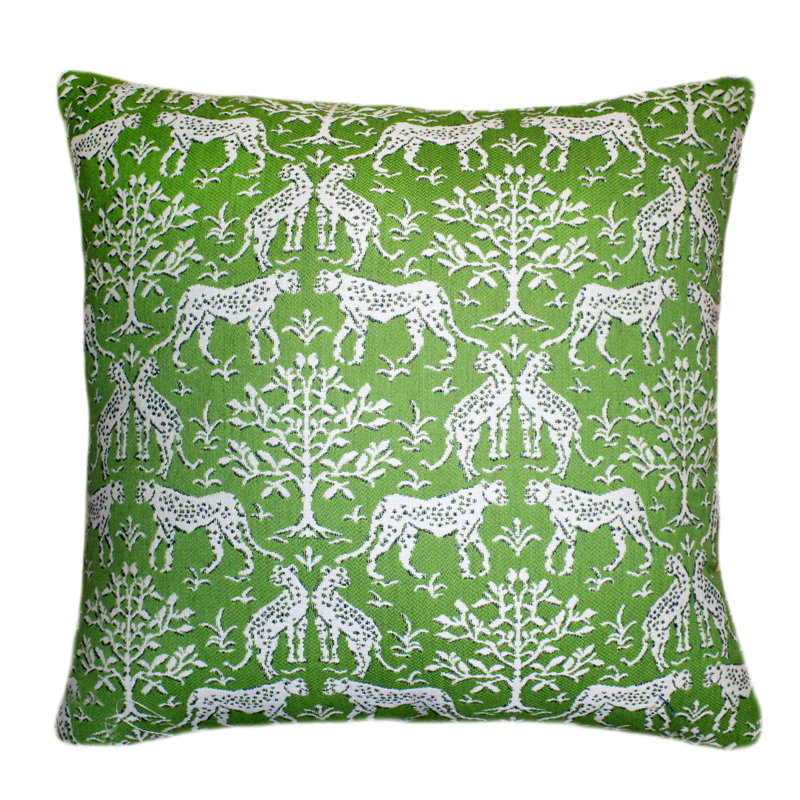 Sunbrella® Outdoor Throw Pillow, Kiwi Green/Green/White, Square, 20" H x 20" W