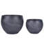 Leaf Embossed Concrete Effect Ball Round Planter, Frostproof Outdoor Plant Pot, Black Round Garden Planter with Drainage Holes-428911538