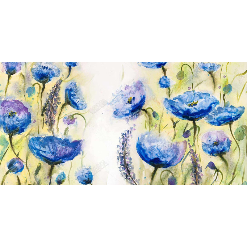 Blue garden - Floral Botanical Canvas for Bedroom Decor, 48" H x 24" W