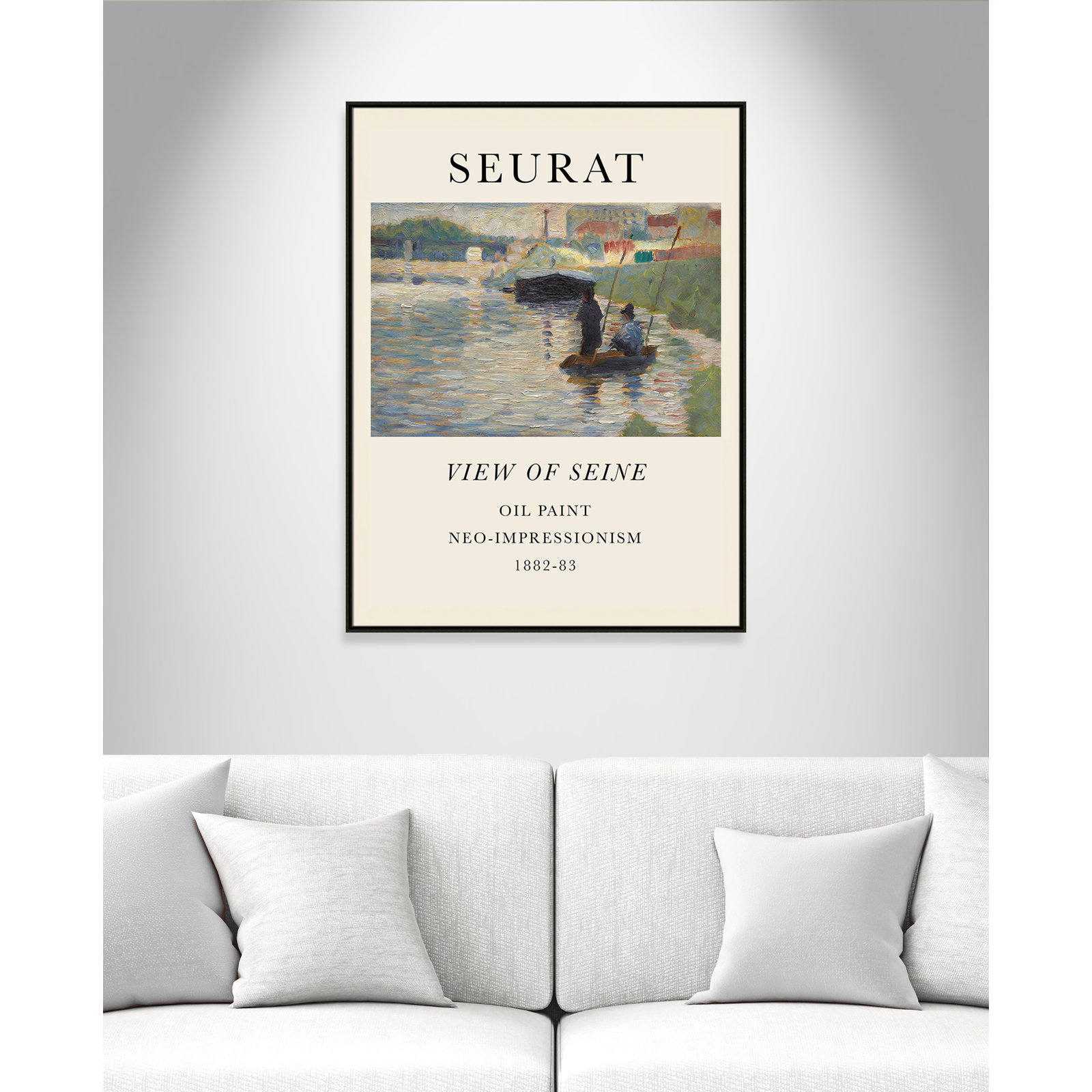 Old Masters Collection "View of Seine" Print, Espresso Floater Frame, No, 49.5" H x 37.5" W x 2" D