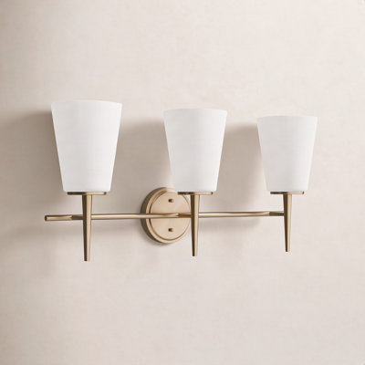 Éclairage pour meuble-lavabo à 3 lumières en métal givré avec abat-jour en verre givré Erlandson
