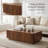 Modern Rectangle Coffee Table with Two Drawers and Unique Wave Texture Design-1740937263
