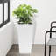 White Square Planter With Automatic Watering Feature For Outdoor Spaces Faux Water Supply Use