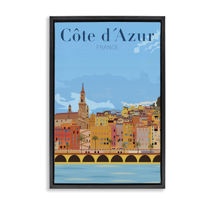  «French Landmark River» par Jen Bucheli, Cadre flottant noir de jais, H 25 po x l 17 po