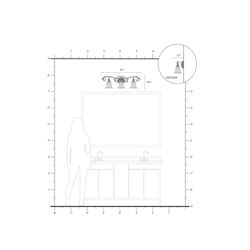Alvontae 3 - Light Dimmable Vanity Light