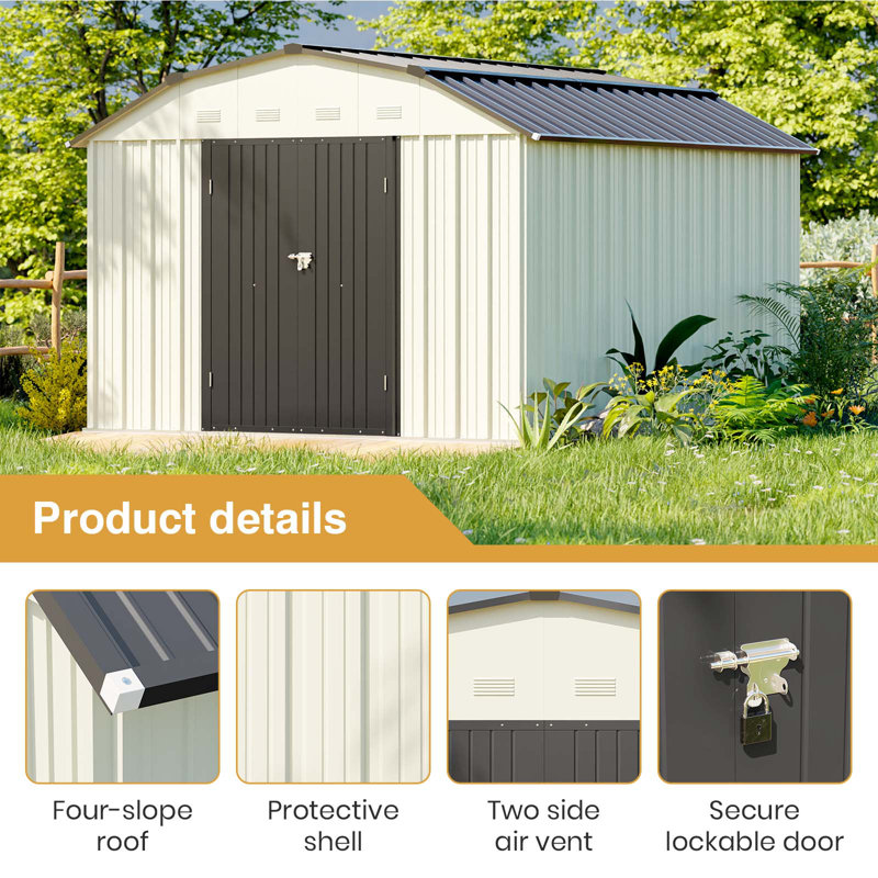 10 ft. W x 12 ft. D Metal Storage Shed