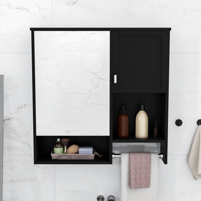 Armoire à pharmacie murale moderne avec miroir, tablettes réglables et barre à serviettes Modern