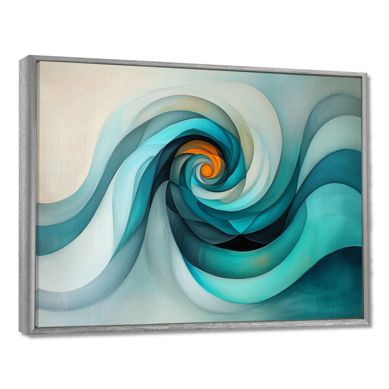 «Nyhan Green Orange Cosmic Spiral Abstract Still Lifes II - Abstract Still Lifes, art mural, H 34 po x l 44 po, Argent