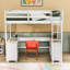 Lit mezzanine avec bureau en U et tablettes de rangement-882918579-882918578